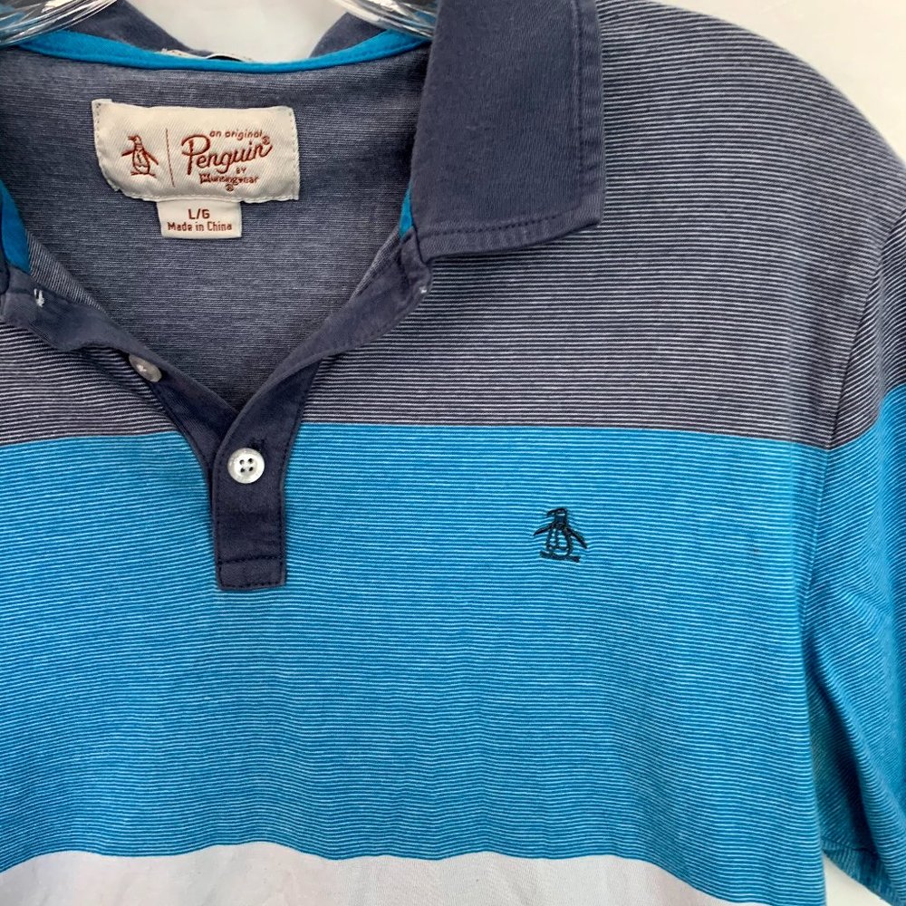 Penguin Polo Blue Striped L